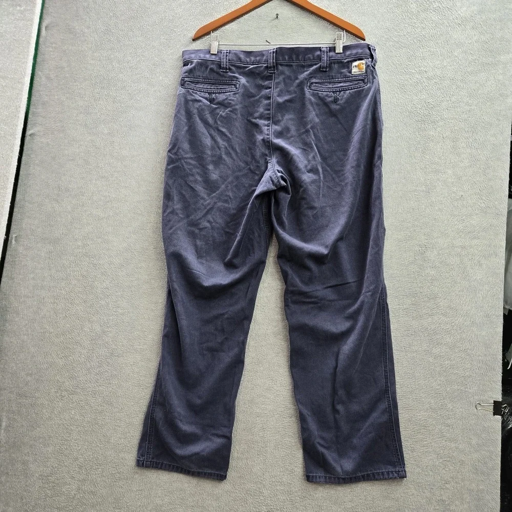 Carhartt Men Pants 38X32 Blue Cotton Nylon Chino Twill FR Work Pants READ